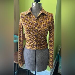 SO Goods For Life Ribbed Crop Top Size Medium Retro 70s Boho